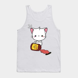 Funny Angora Cat Spills a jar of BBQ Sauce Tank Top